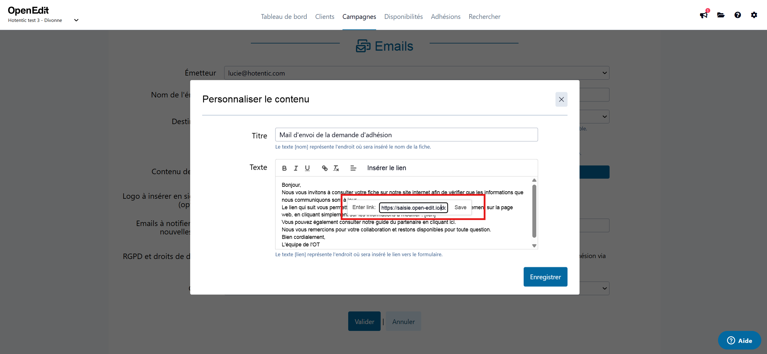 Coller le lien du document